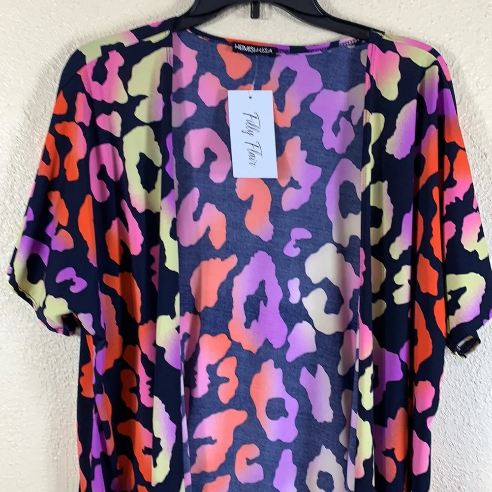 Swim Wear Cardigan Top M Bathing Suit Coverup Top Purple Black NWT Polyester - Picture 3 of 11